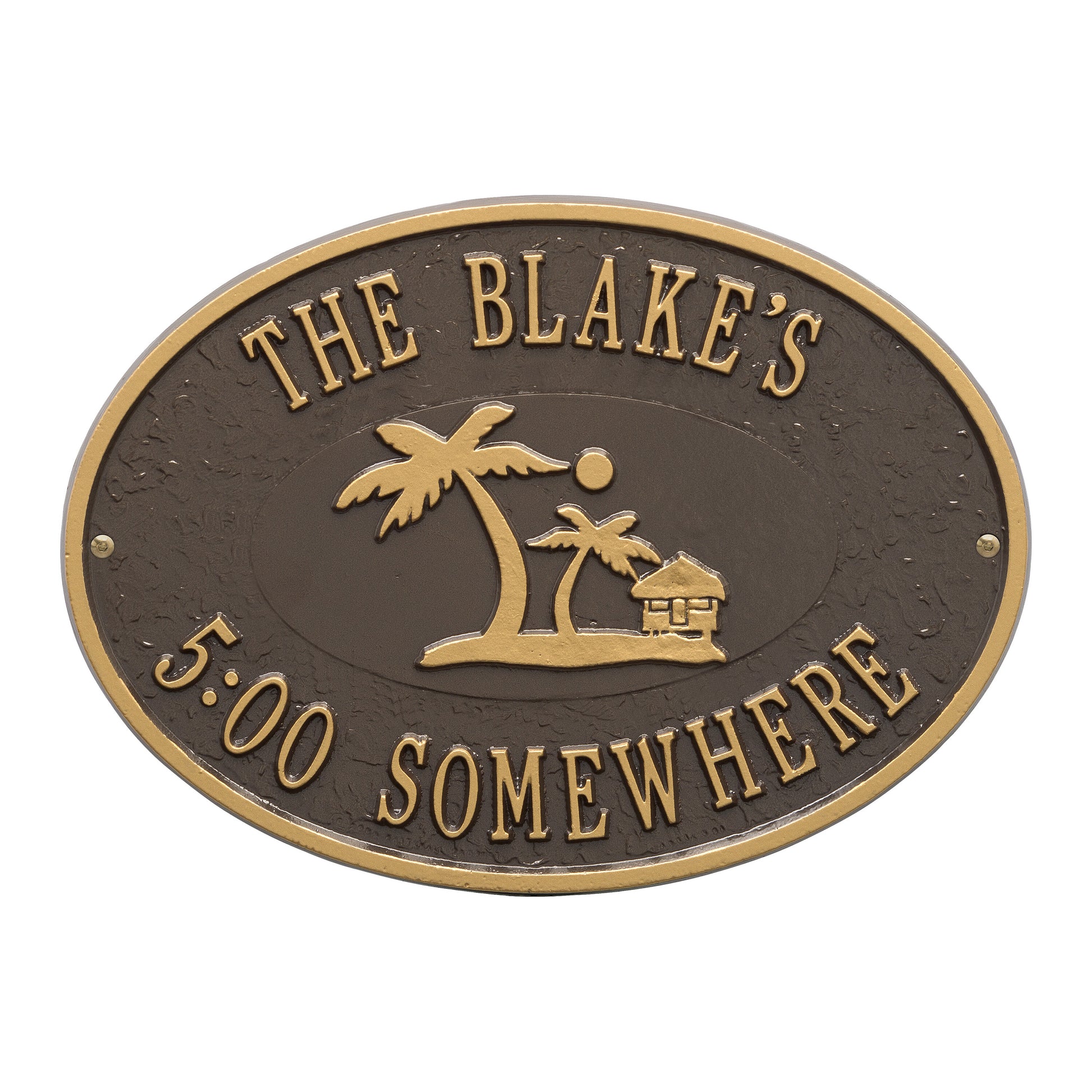 Whitehall Products Personalized Island Time Palm Plaque Two Lines 