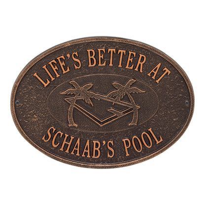 Whitehall Products Personalized Swimming Pool Party Plaque Two Lines Black/gold