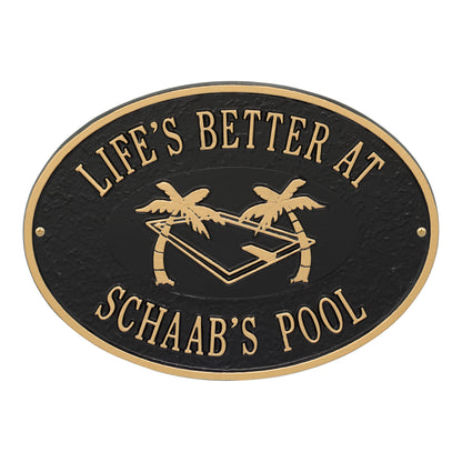 Whitehall Products Personalized Swimming Pool Party Plaque Two Lines Black/silver