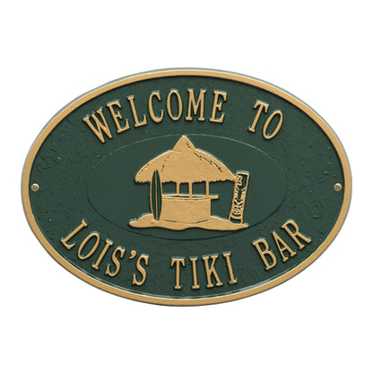 Whitehall Products Personalized Tiki Hut Plaque Two Lines Bronze/gold