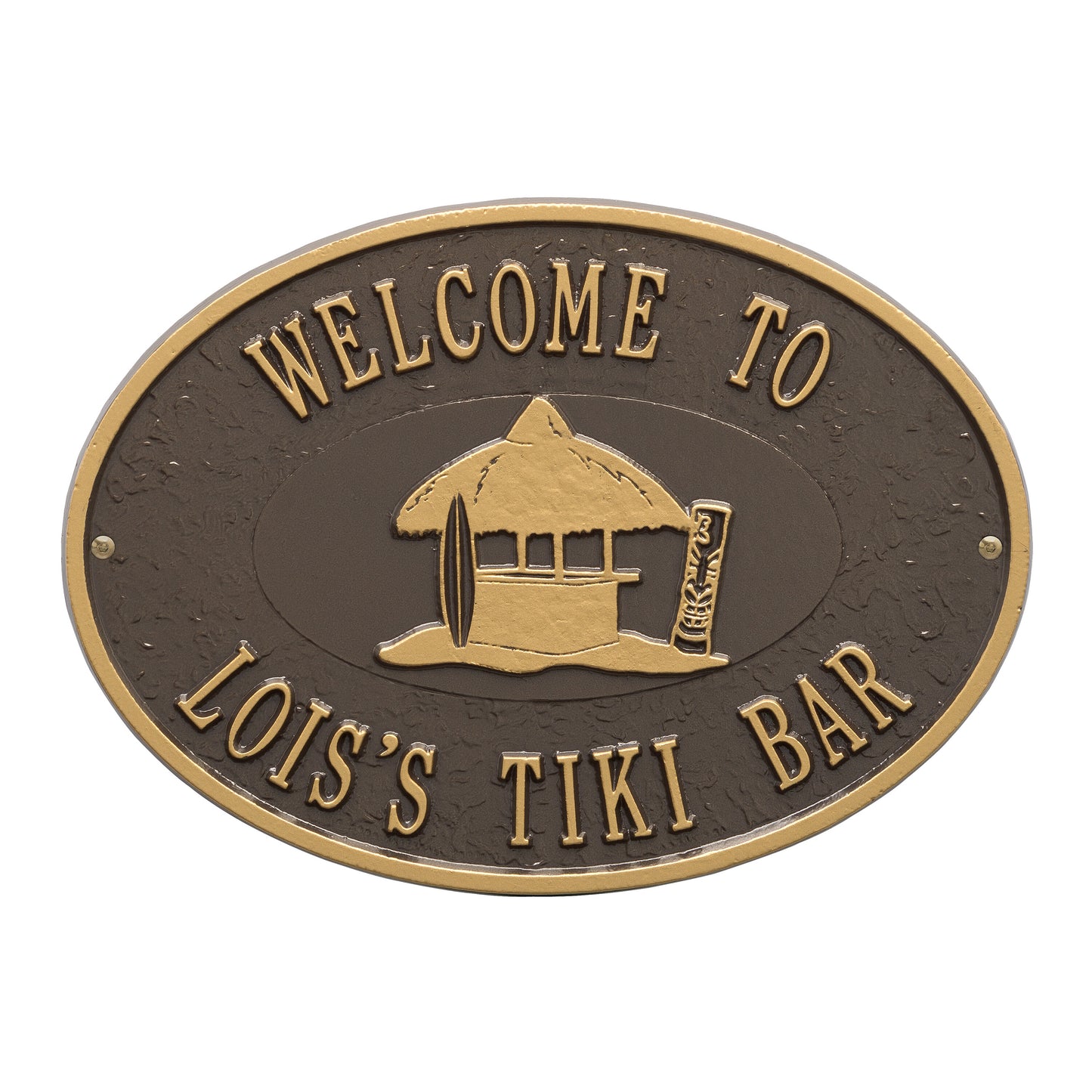 Whitehall Products Personalized Tiki Hut Plaque Two Lines 