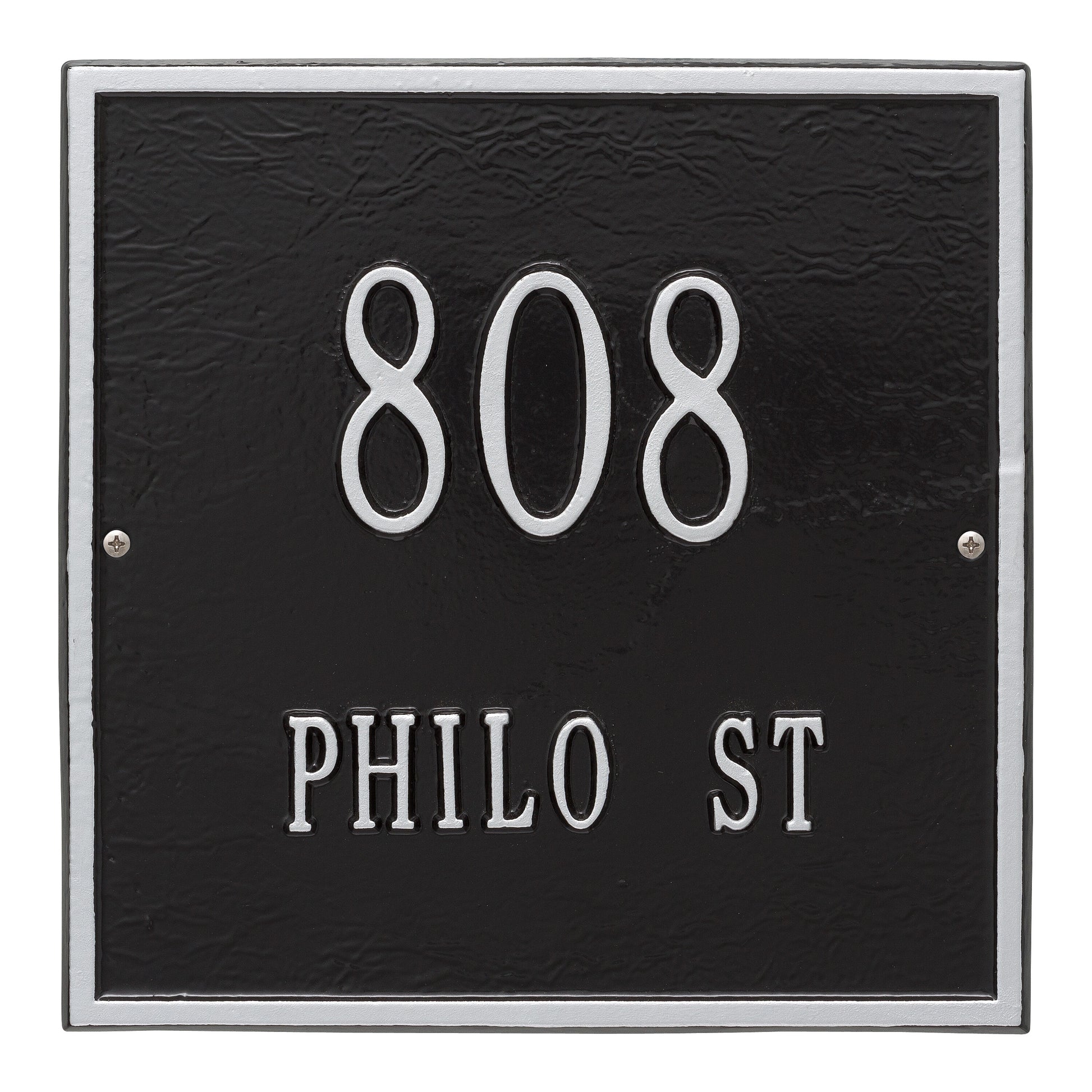 Whitehall Products Personalized Square Standard Wall Plaque Two Line Black/white