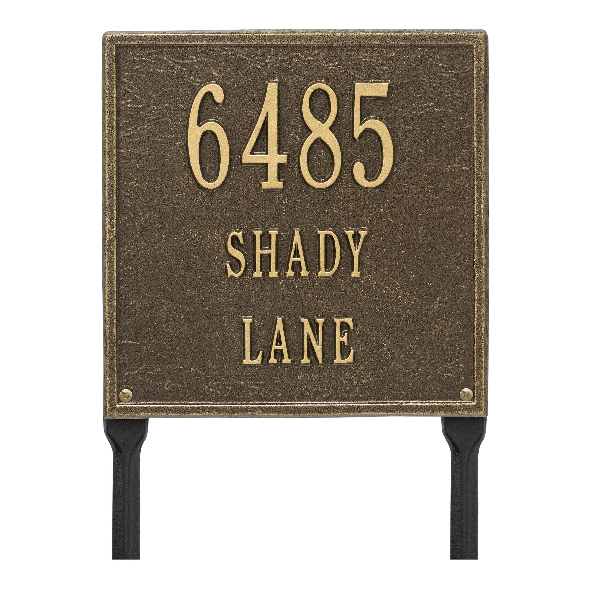 Whitehall Products Personalized Square Standard Lawn Plaque Three Line Antique Copper