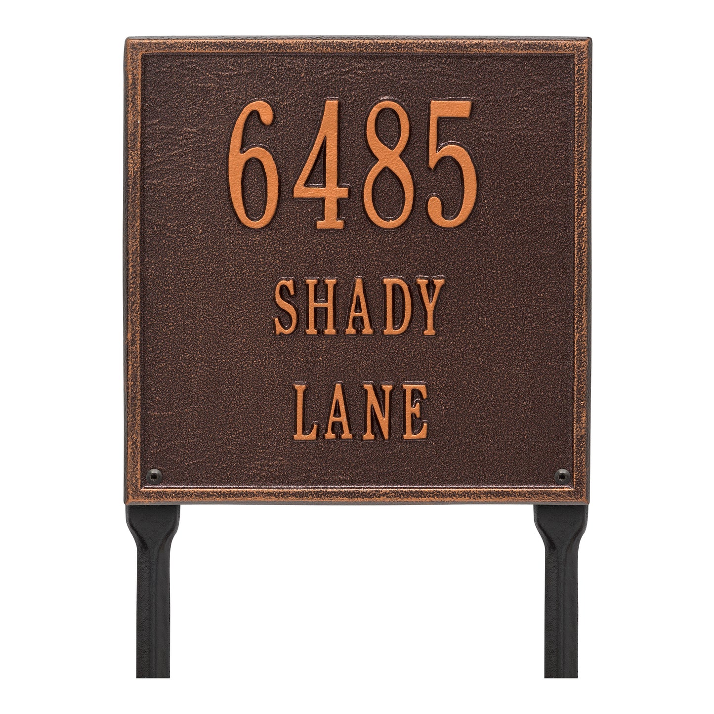 Whitehall Products Personalized Square Standard Lawn Plaque Three Line Black/gold