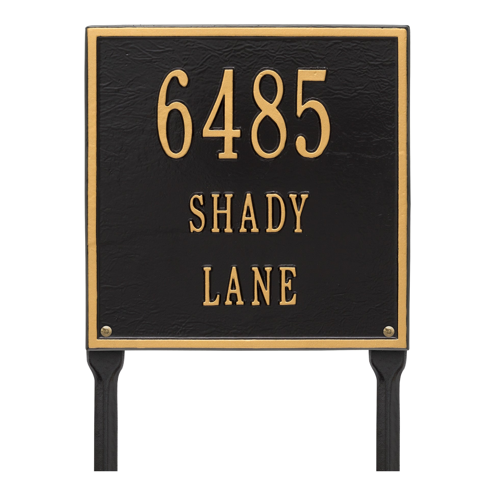 Whitehall Products Personalized Square Standard Lawn Plaque Three Line Black/silver