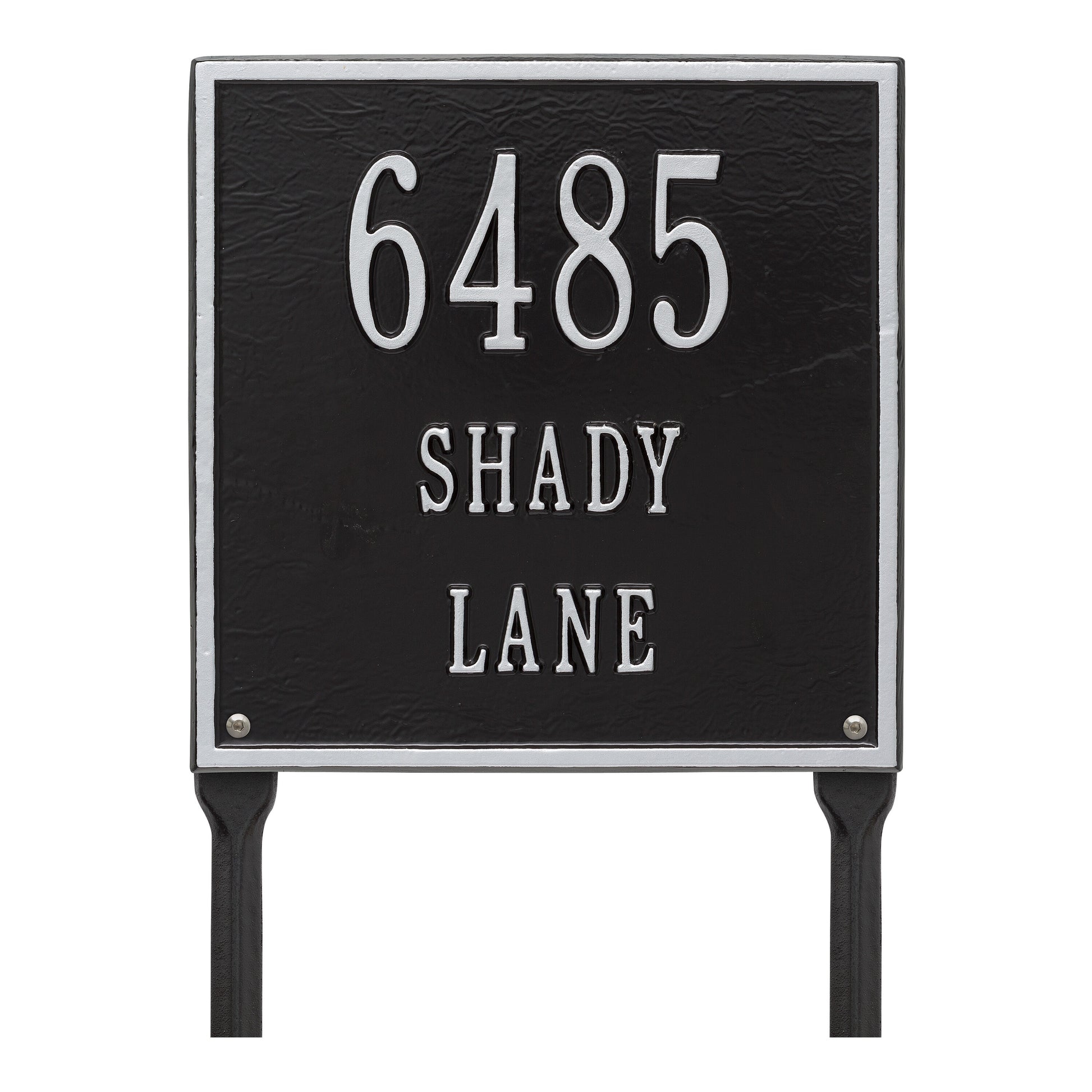 Whitehall Products Personalized Square Standard Lawn Plaque Three Line Black/white
