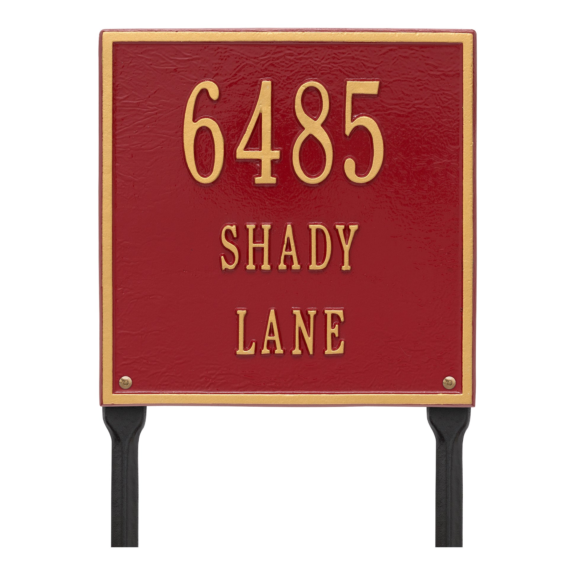 Whitehall Products Personalized Square Standard Lawn Plaque Three Line White/gold