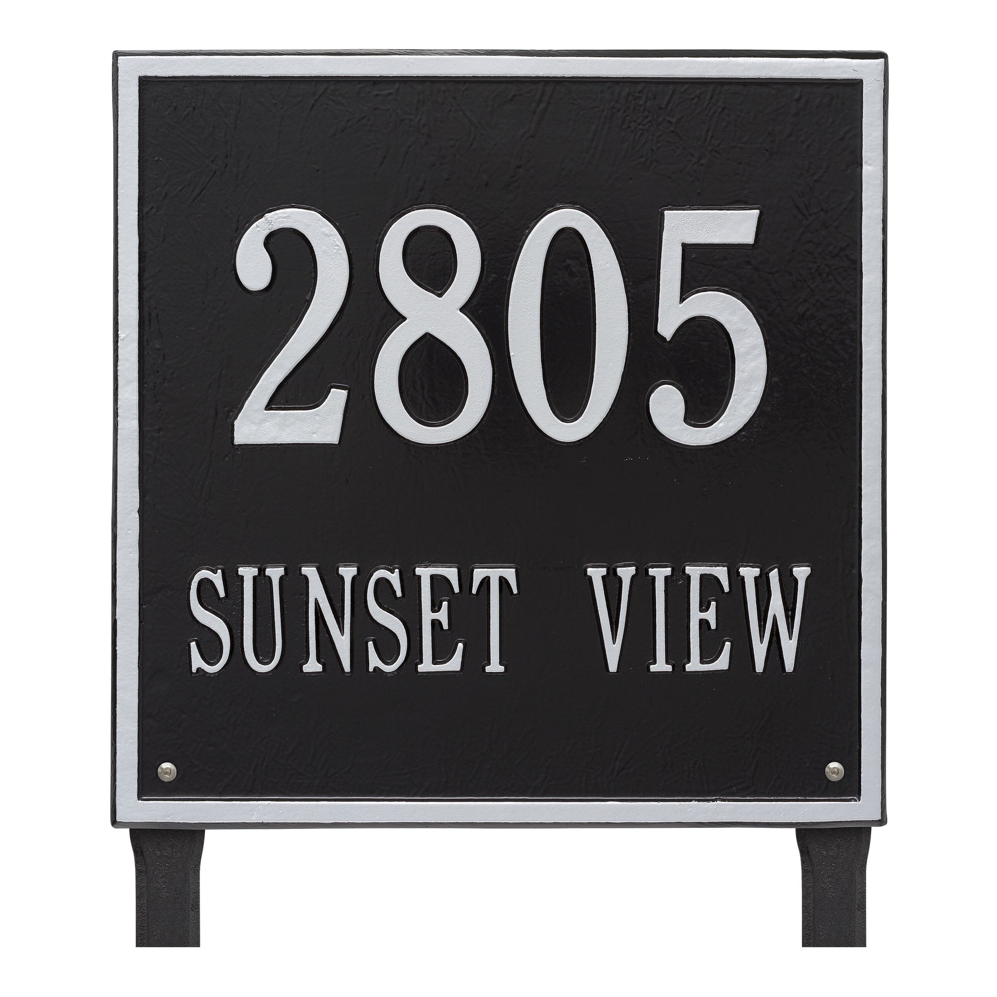Whitehall Products Personalized Square Estate Lawn Plaque Two Line Black/white