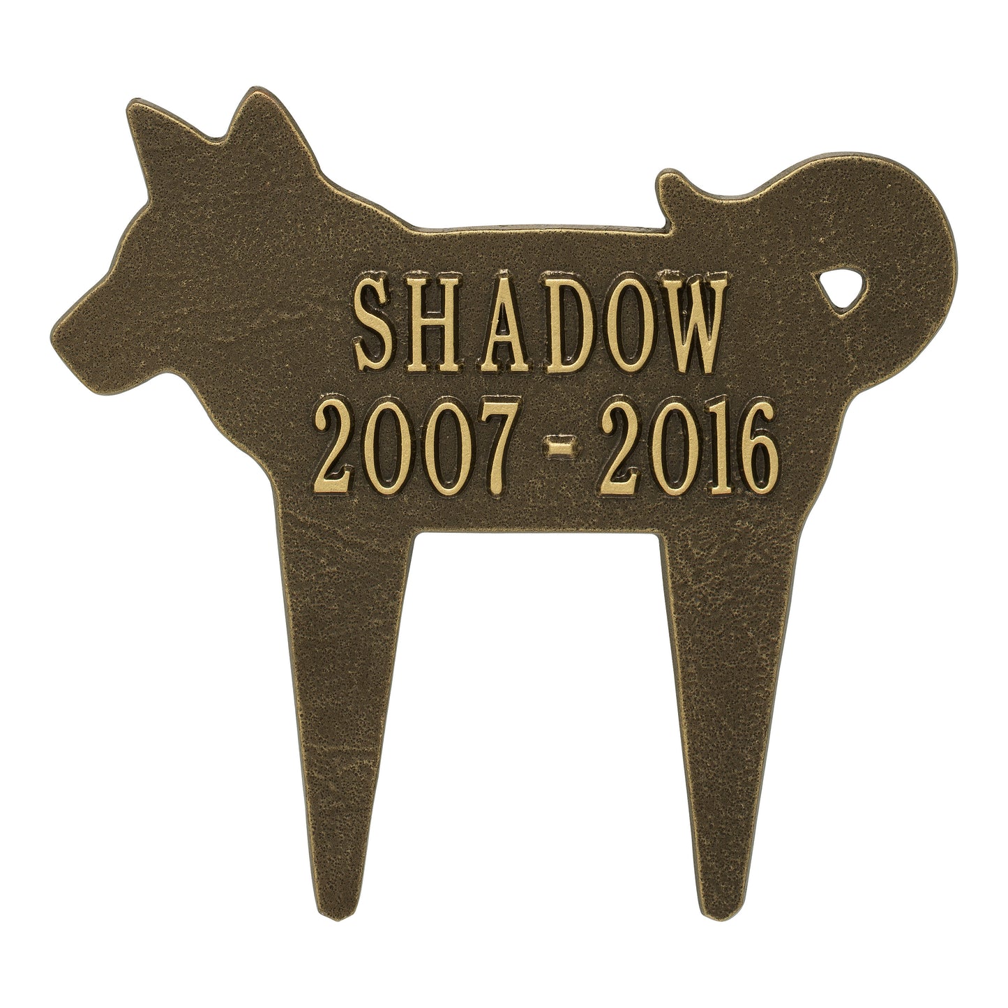 Whitehall Products Dog Silhouette Pet Memorial Personalized Lawn Plaque Two Lines Black/silver