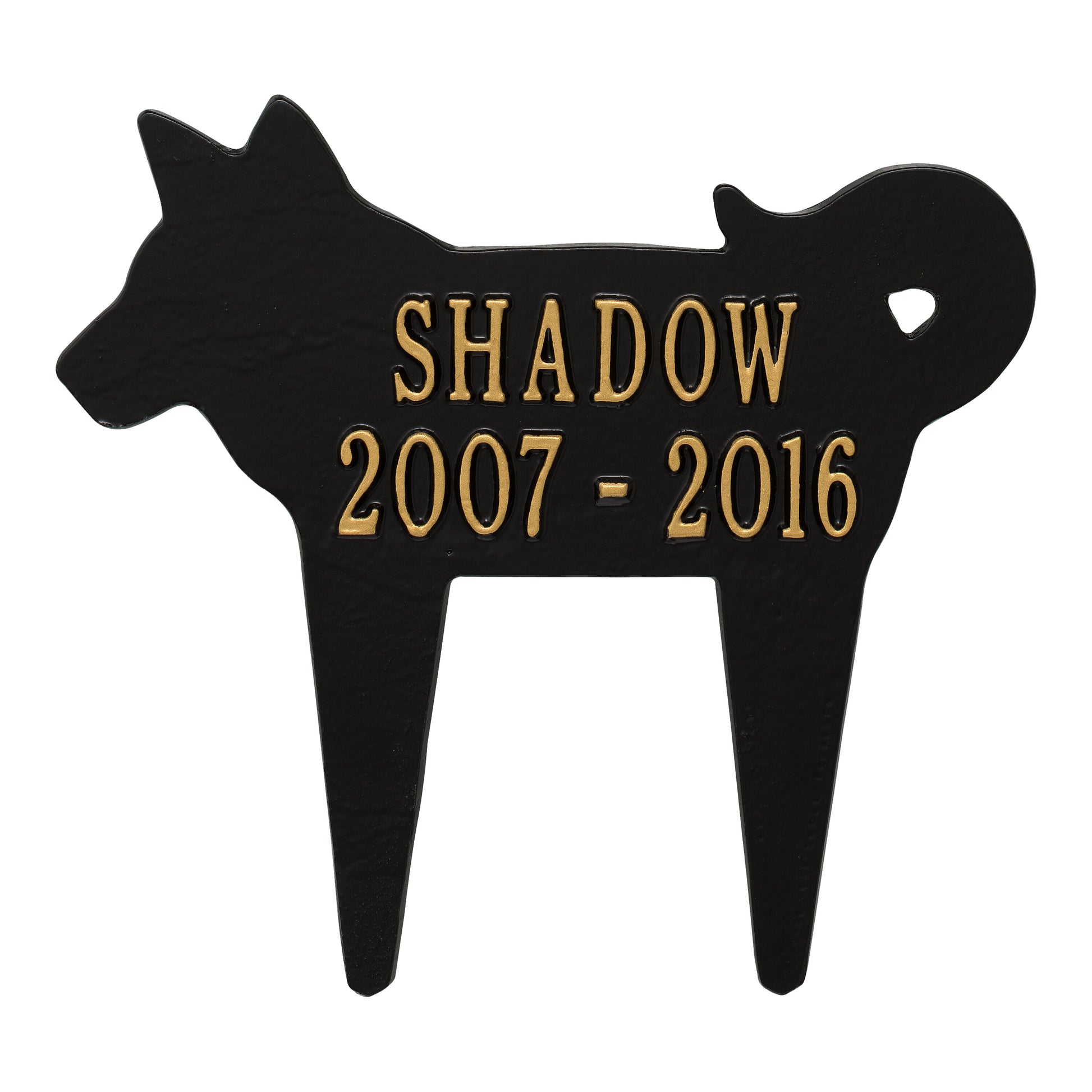 Whitehall Products Dog Silhouette Pet Memorial Personalized Lawn Plaque Two Lines Curry/white
