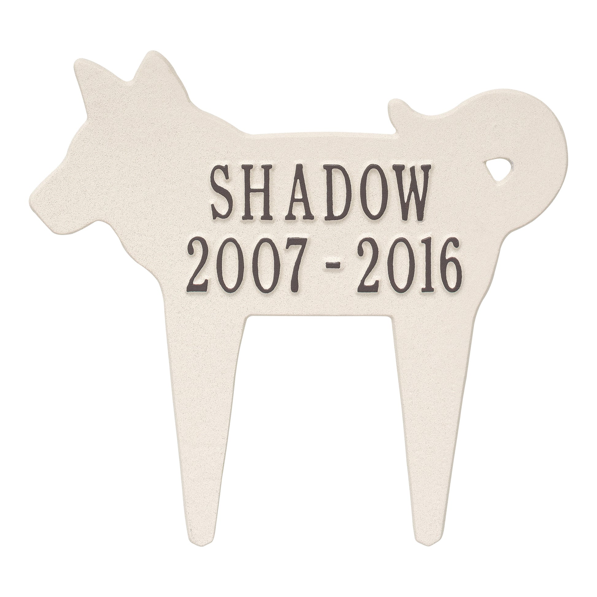 Whitehall Products Dog Silhouette Pet Memorial Personalized Lawn Plaque Two Lines Pewter/silver
