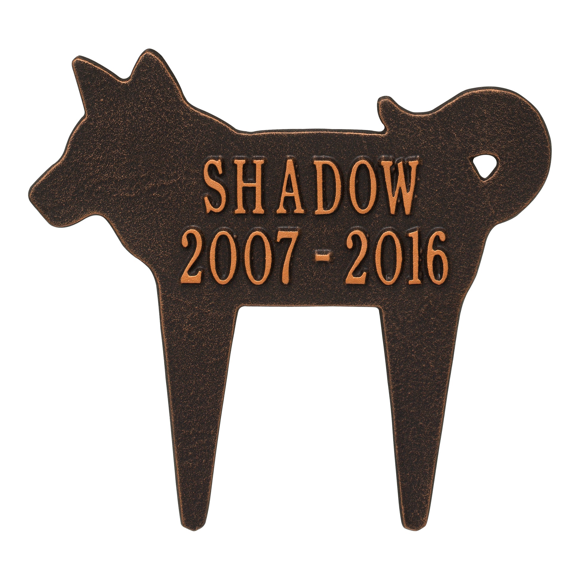 Whitehall Products Dog Silhouette Pet Memorial Personalized Lawn Plaque Two Lines White/gold