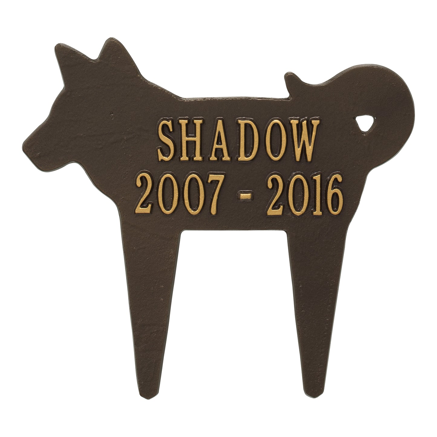 Whitehall Products Dog Silhouette Pet Memorial Personalized Lawn Plaque Two Lines White/black