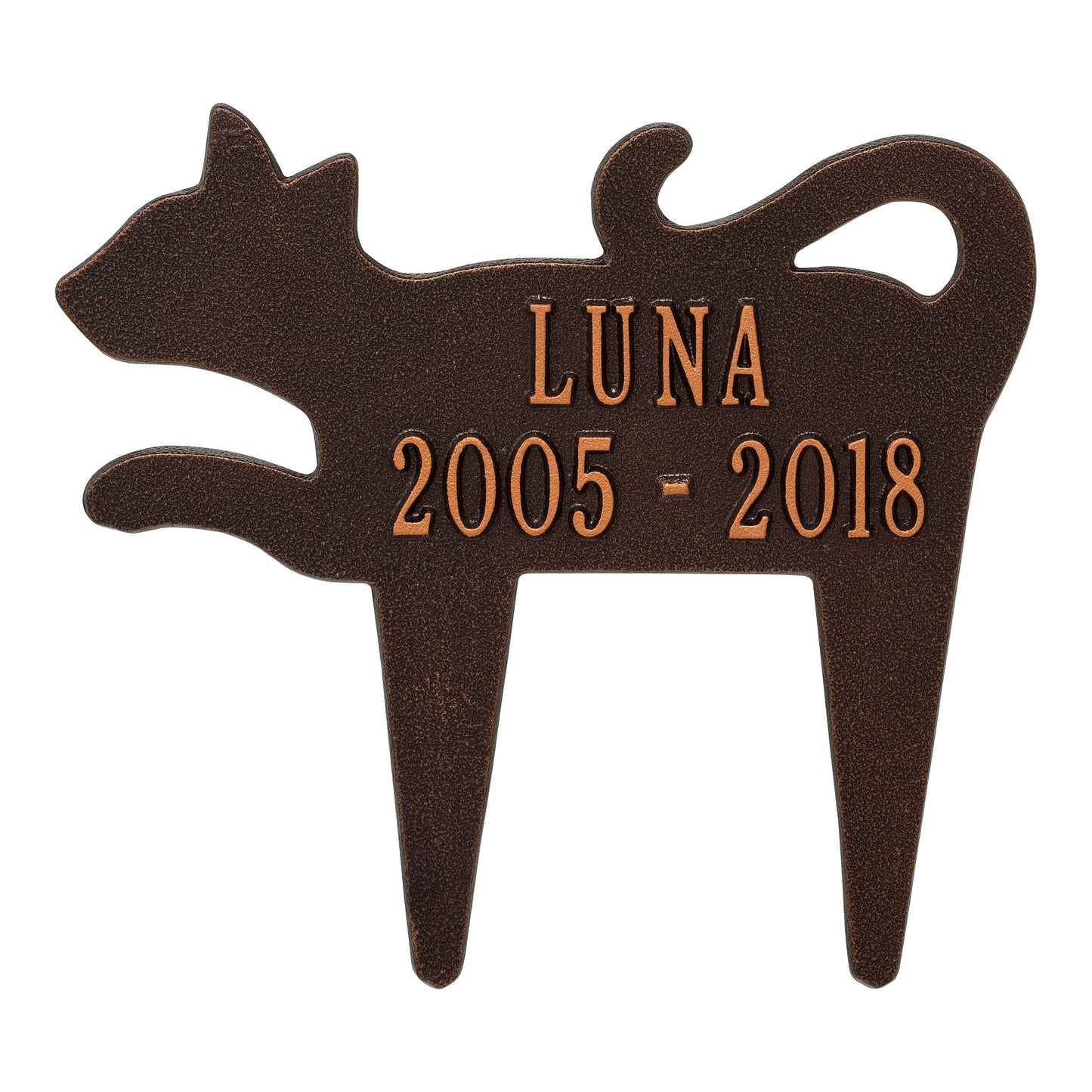 Whitehall Products Cat Silhouette Pet Memorial Personalized Lawn Plaque Two Lines Black/white