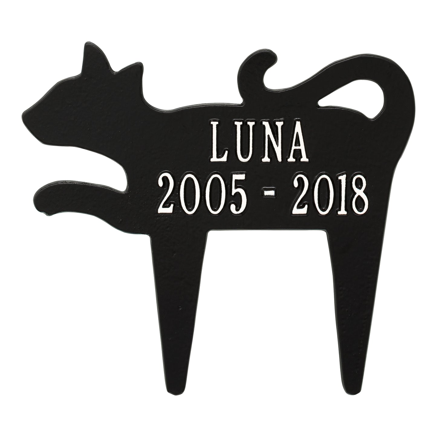 Whitehall Products Cat Silhouette Pet Memorial Personalized Lawn Plaque Two Lines Coastal Clay