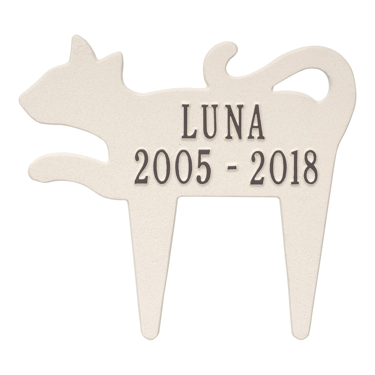 Whitehall Products Cat Silhouette Pet Memorial Personalized Lawn Plaque Two Lines Pewter/silver