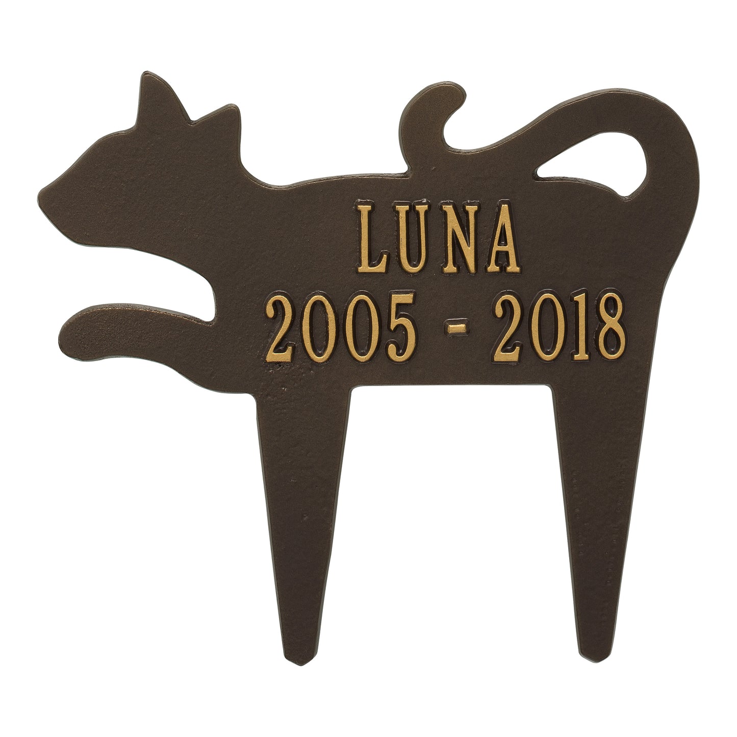 Whitehall Products Cat Silhouette Pet Memorial Personalized Lawn Plaque Two Lines White/black
