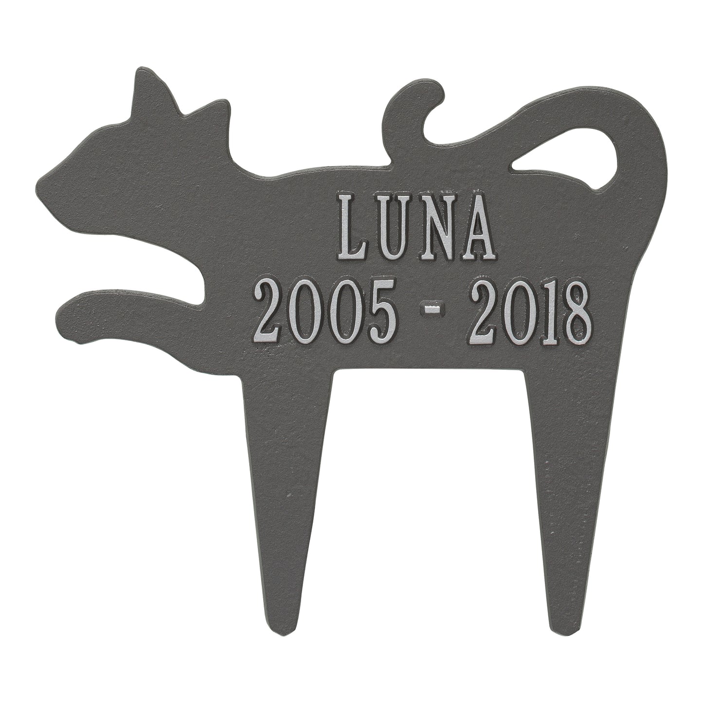 Whitehall Products Cat Silhouette Pet Memorial Personalized Lawn Plaque Two Lines 
