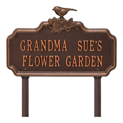 Whitehall Products Chickadee Ivy Garden Personalized Lawn Plaque Two Lines Bronze/gold