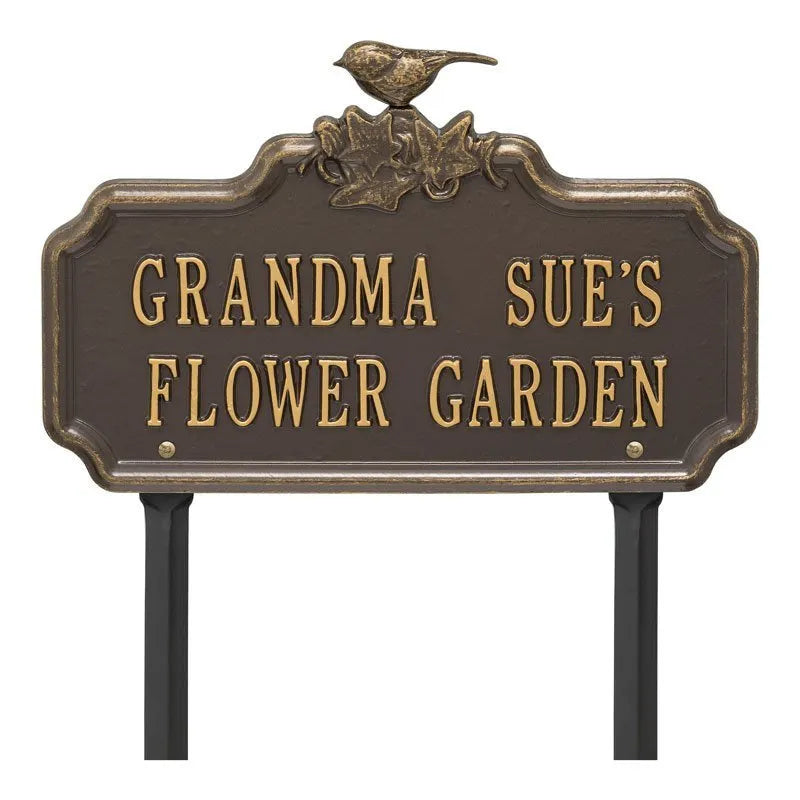 Whitehall Products Chickadee Ivy Garden Personalized Lawn Plaque Two Lines 