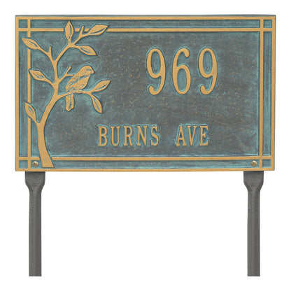 Whitehall Products Personalized Woodridge Bird Standard Lawn Plaque Two Lines Oil Rubbed Bronze