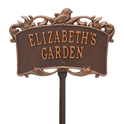 Whitehall Products Song Bird Garden Personalized Lawn Plaque Two Lines Bronze/gold