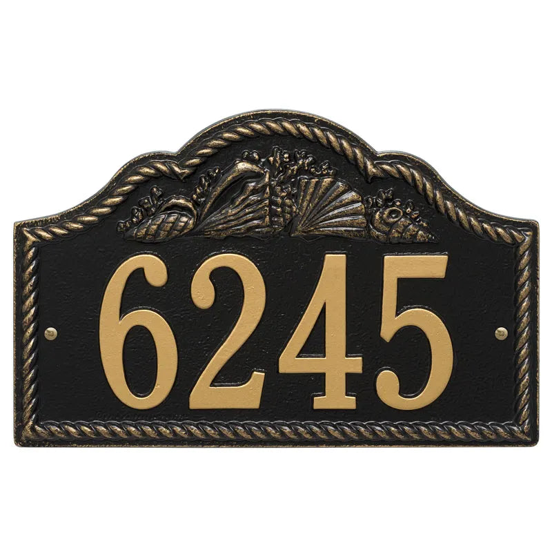 Whitehall Products Personalized Rope Shell Arch Wall Plaque One Line Black/silver