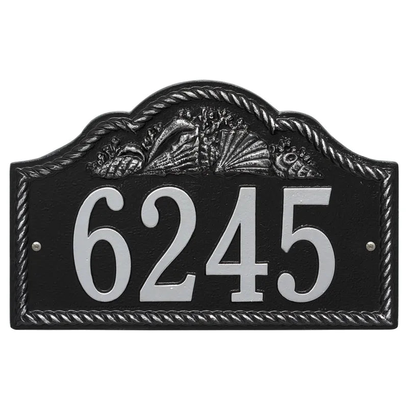 Whitehall Products Personalized Rope Shell Arch Wall Plaque One Line Black/white