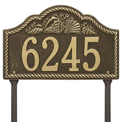 Whitehall Products Personalized Rope Shell Arch Plaque Lawn One Line Antique Copper