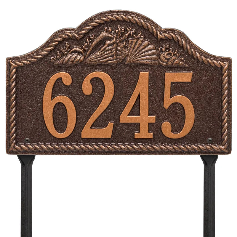 Whitehall Products Personalized Rope Shell Arch Plaque Lawn One Line Black/gold