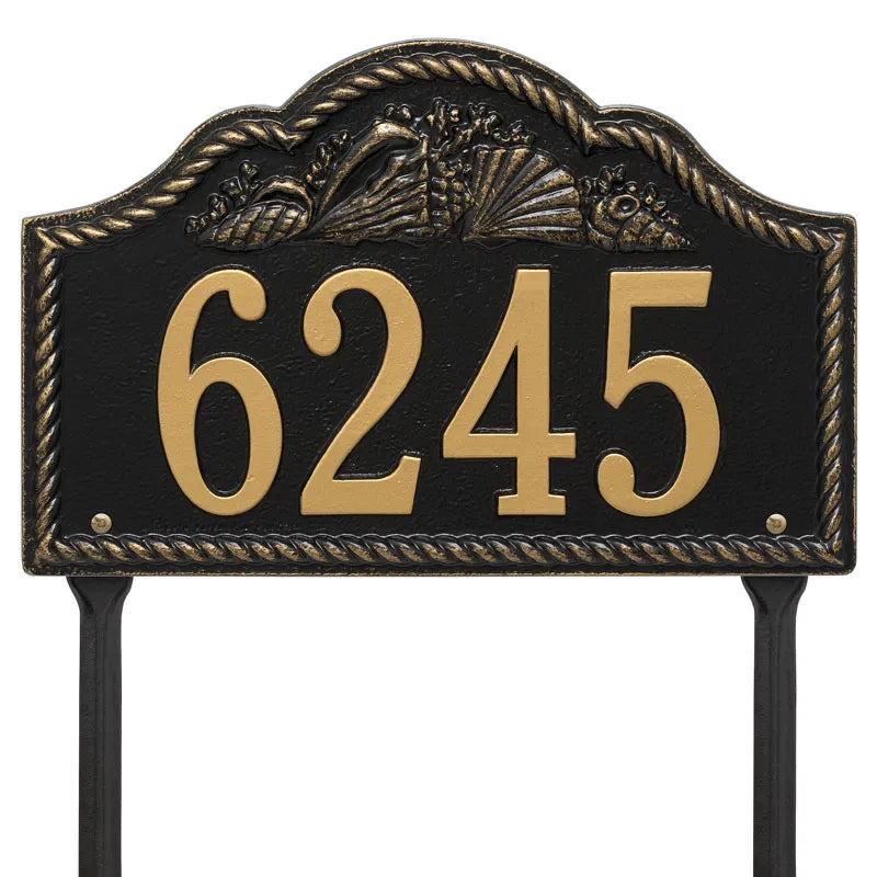 Whitehall Products Personalized Rope Shell Arch Plaque Lawn One Line Black/silver