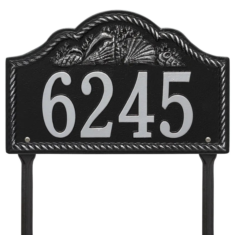 Whitehall Products Personalized Rope Shell Arch Plaque Lawn One Line Black/white