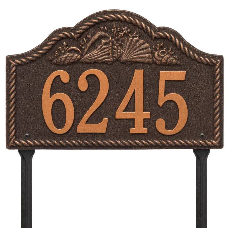 Whitehall Products Personalized Rope Shell Arch Plaque Lawn One Line Bronze/gold