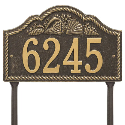 Whitehall Products Personalized Rope Shell Arch Plaque Lawn One Line Pewter Silver