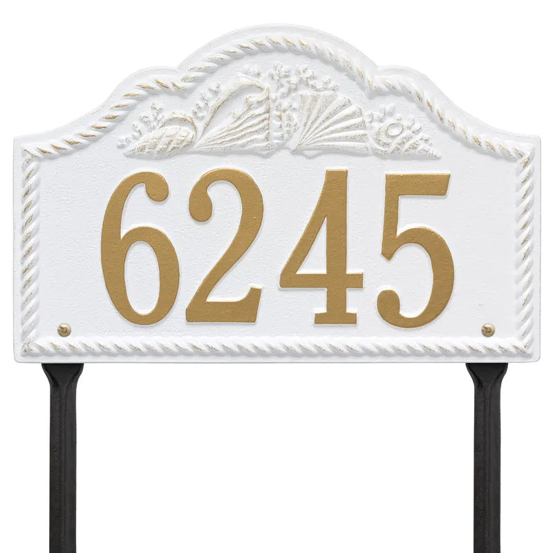 Whitehall Products Personalized Rope Shell Arch Plaque Lawn One Line Bronze Verdigris