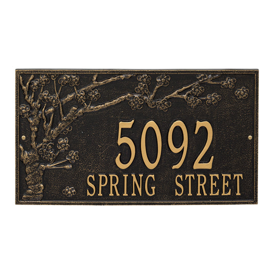 Whitehall Products Personalized Spring Blossom Estate Wall Plaque Two Line Antique Copper