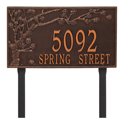 Whitehall Products Personalized Spring Blossom Estate Lawn Plaque Two Line Black/silver