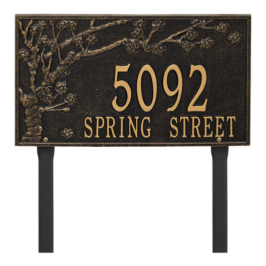 Whitehall Products Personalized Spring Blossom Estate Lawn Plaque Two Line Antique Copper