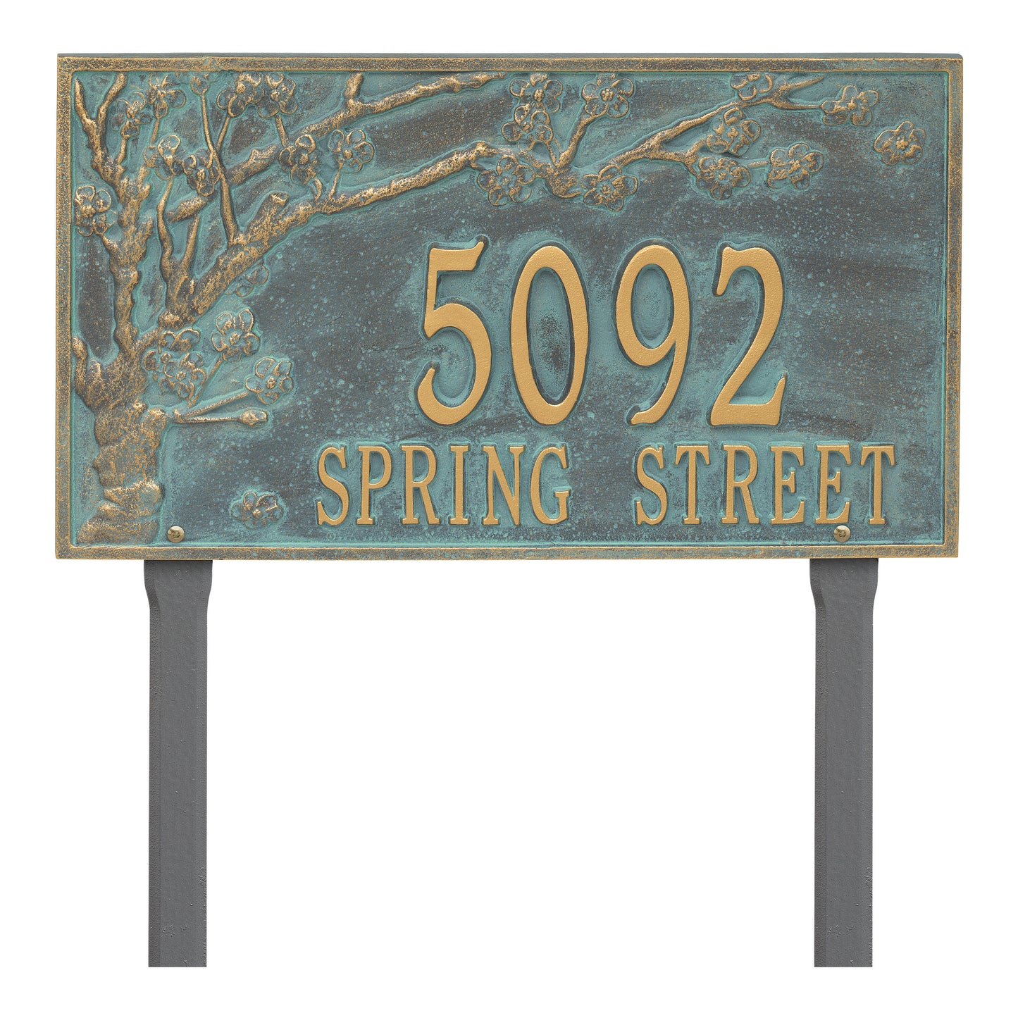 Whitehall Products Personalized Spring Blossom Estate Lawn Plaque Two Line Oil Rubbed Bronze
