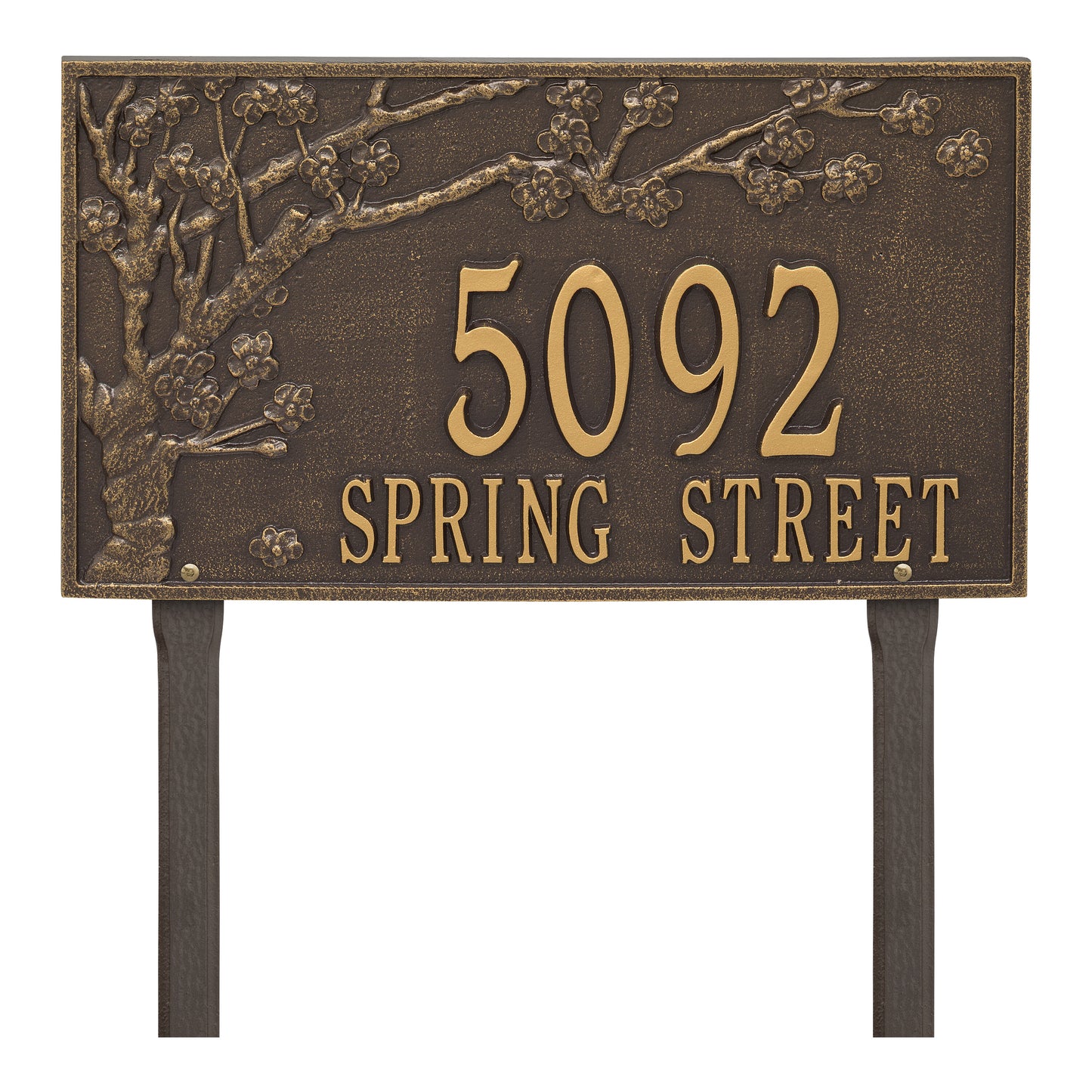 Whitehall Products Personalized Spring Blossom Estate Lawn Plaque Two Line 