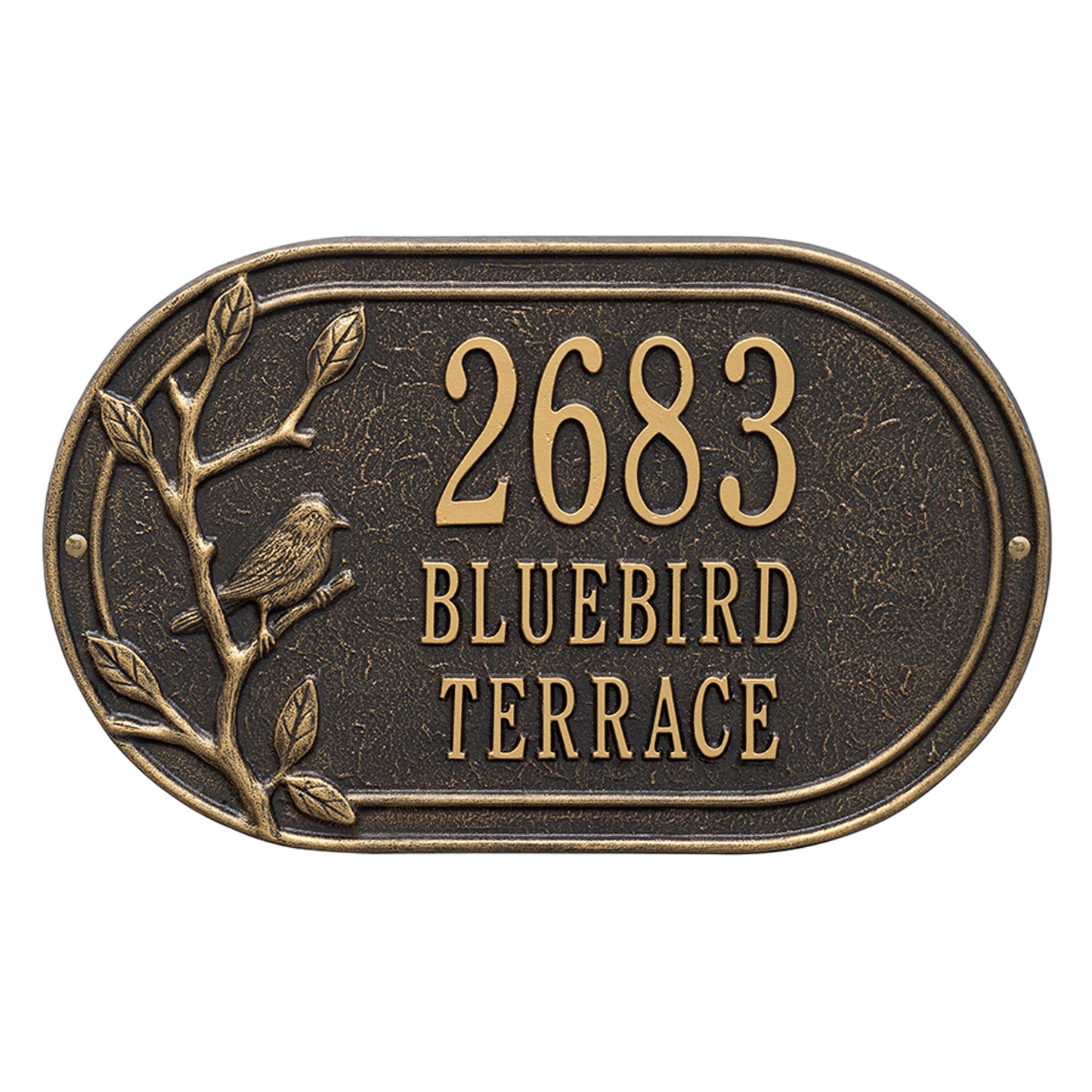Whitehall Products Personalized Woodridge Bird Oval Standard Wall Plaque Three Line Bronze/verdigris