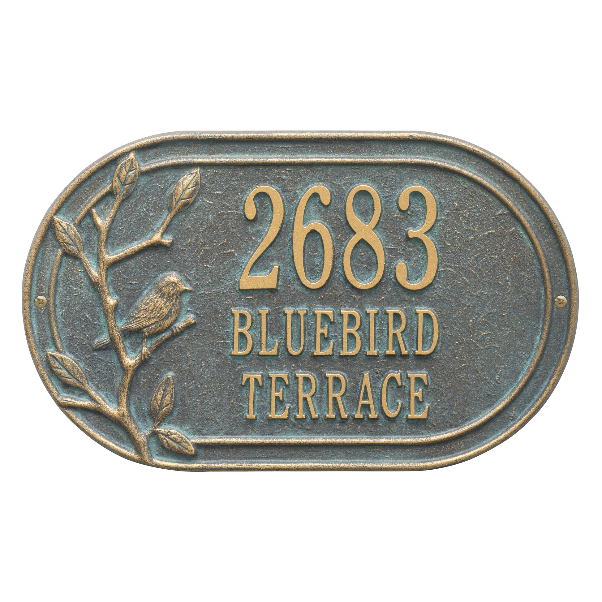Whitehall Products Personalized Woodridge Bird Oval Standard Wall Plaque Three Line Bronze/gold