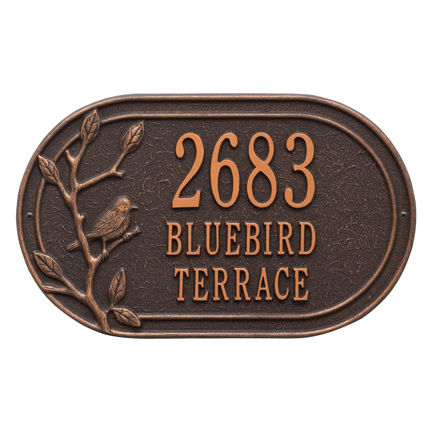 Whitehall Products Personalized Woodridge Bird Oval Standard Wall Plaque Three Line Pewter/silver