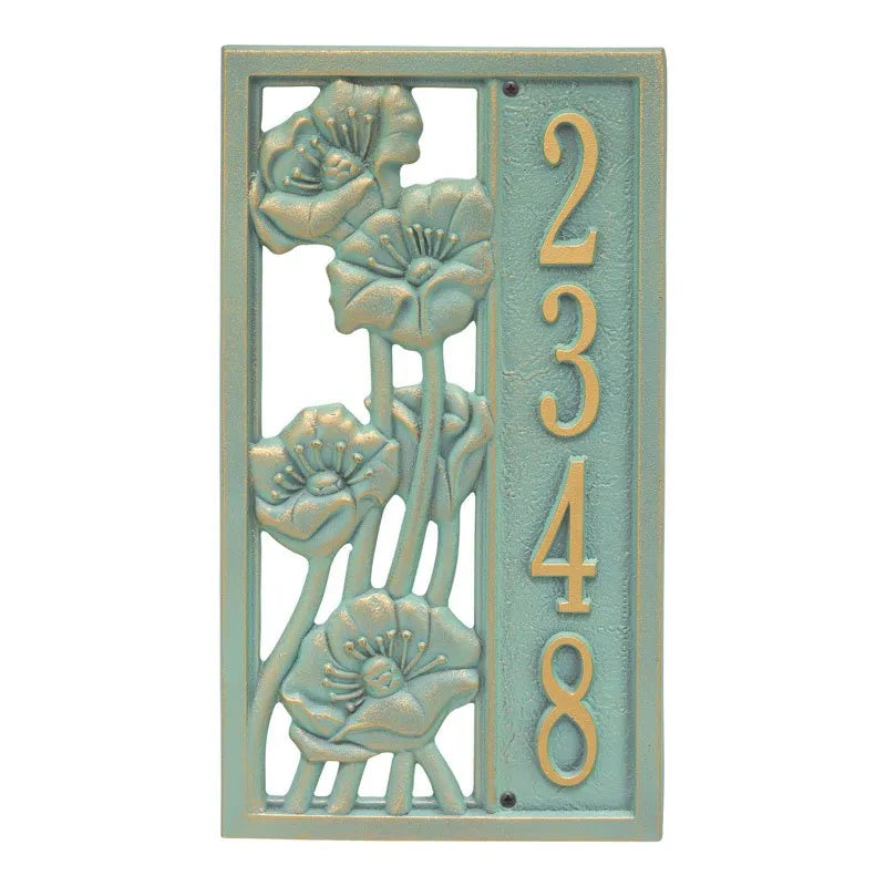 Whitehall Products Personalized Flowering Poppies Vertical Wall Plaque One Line Bronze/gold