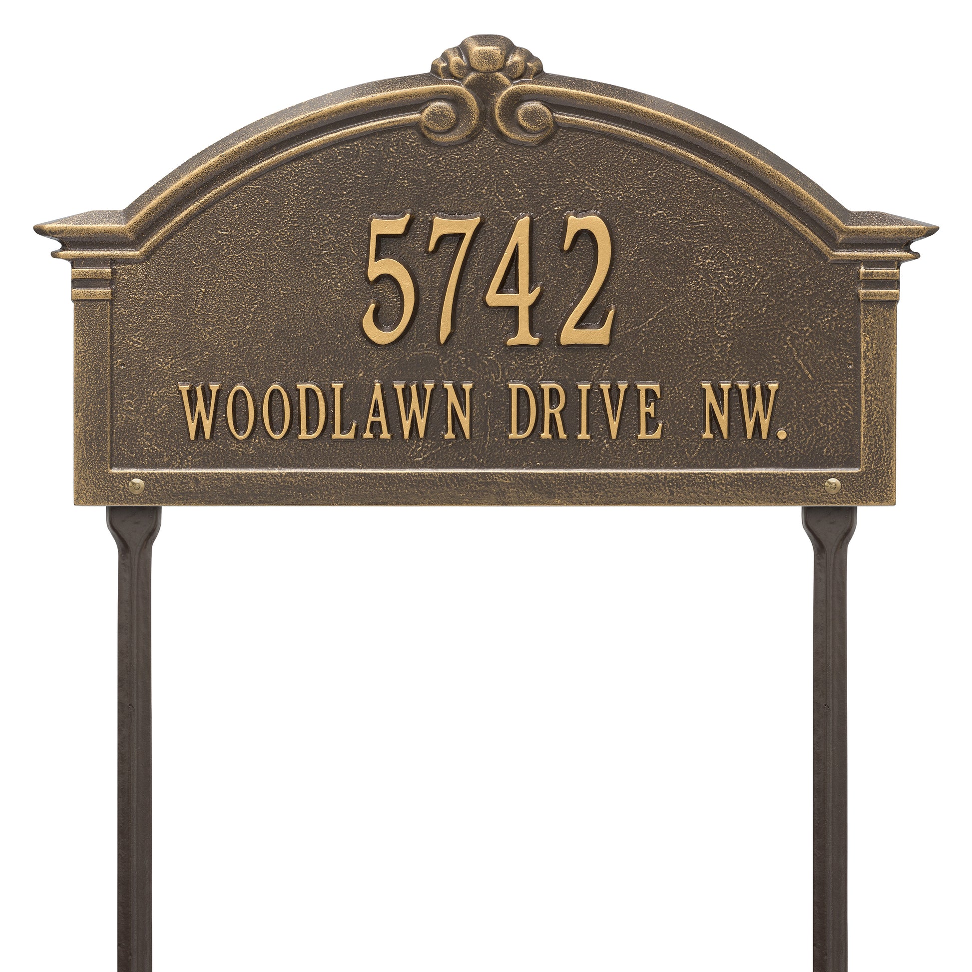 Whitehall Products Personalized Roselyn Arch Grande Lawn Plaque Two Line Pewter/silver