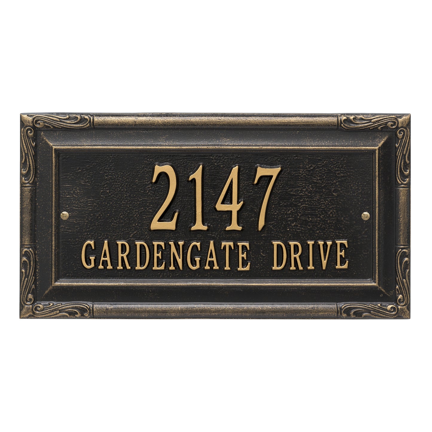 Whitehall Products Personalized Gardengate Grande Wall Plaque Two Line Black/gold