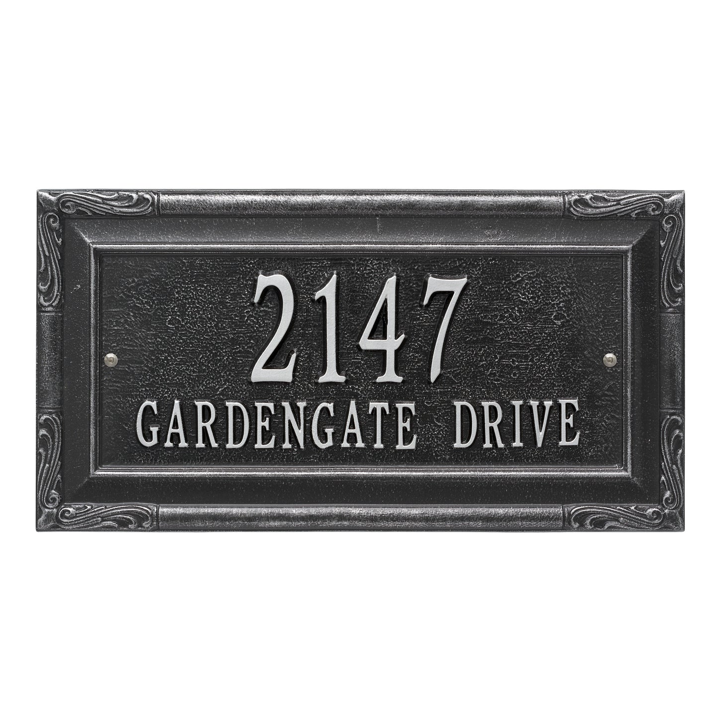 Whitehall Products Personalized Gardengate Grande Wall Plaque Two Line Black/silver