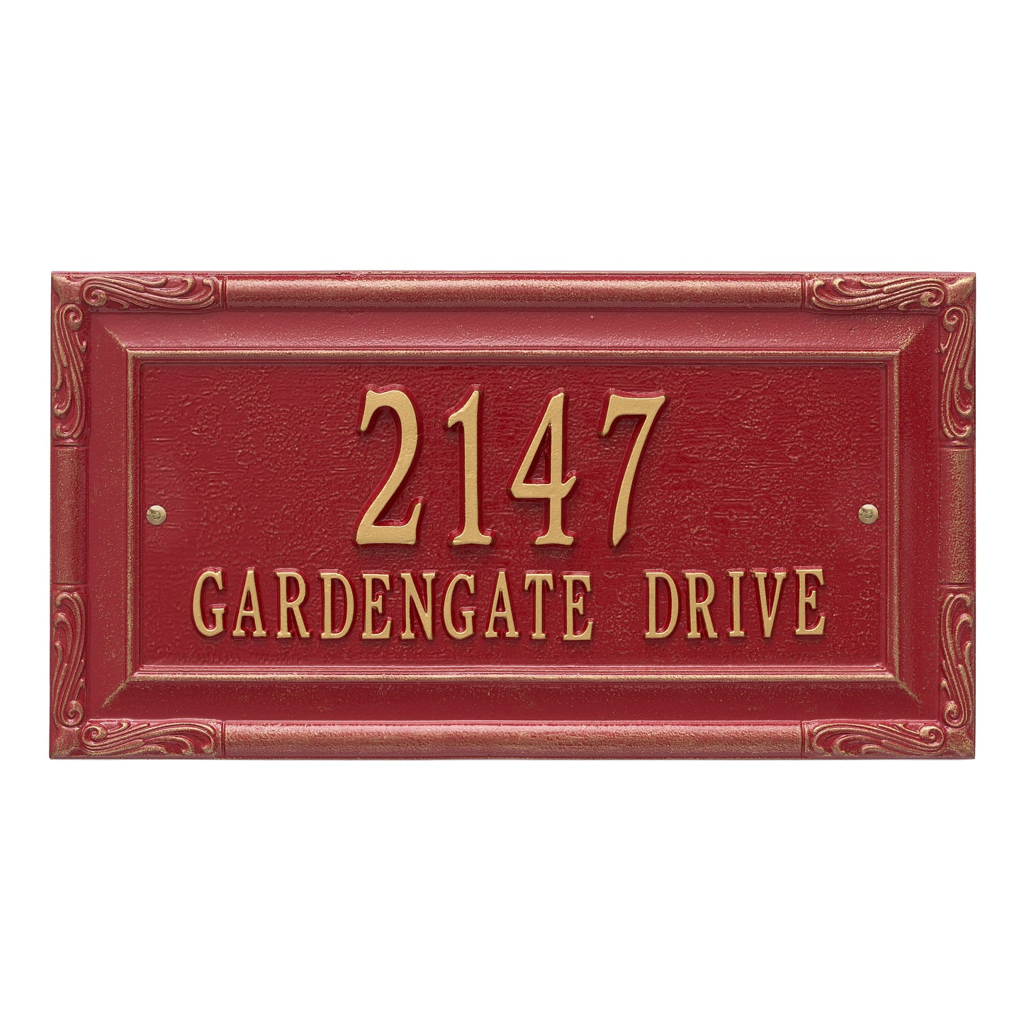 Whitehall Products Personalized Gardengate Grande Wall Plaque Two Line Antique Brass