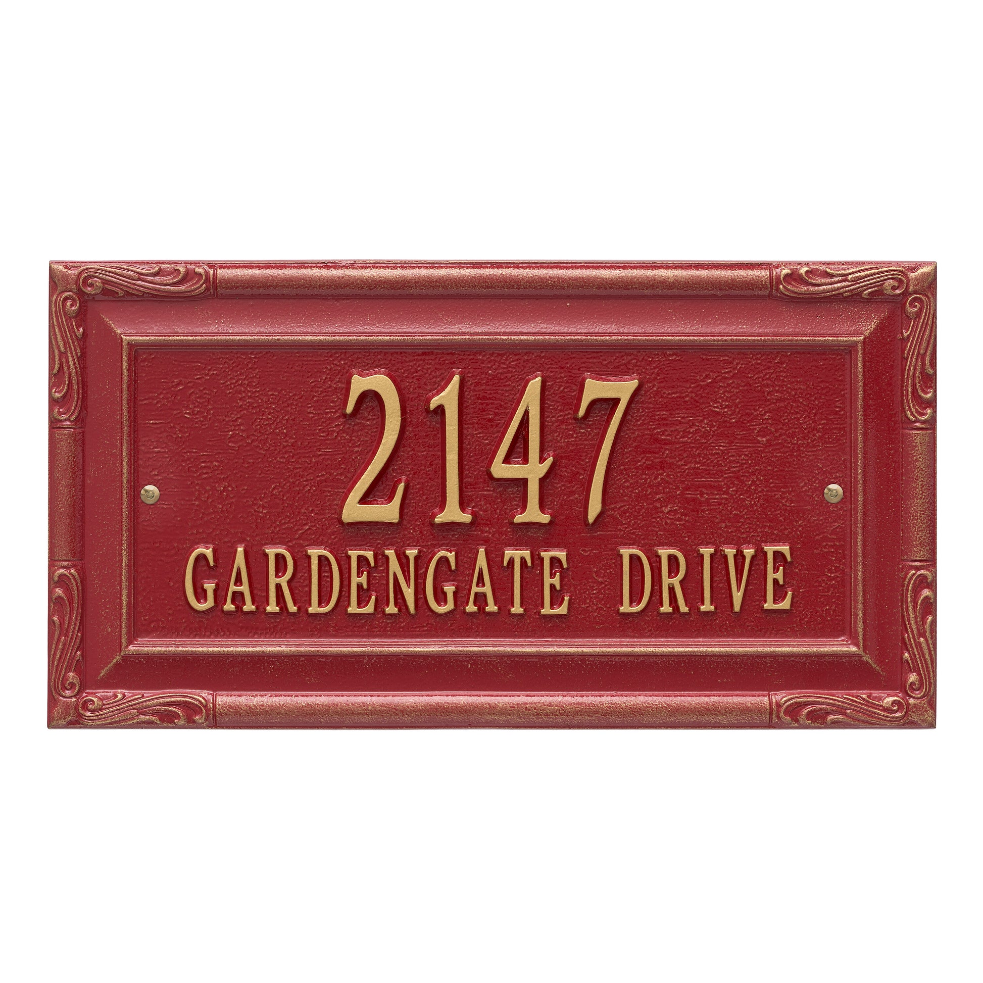 Whitehall Products Personalized Gardengate Grande Wall Plaque Two Line Antique Brass