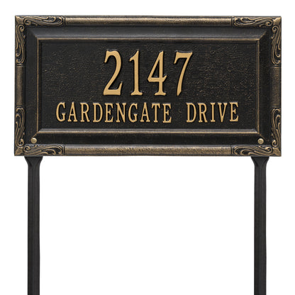 Whitehall Products Personalized Gardengate Grande Lawn Plaque Two Line Black/silver